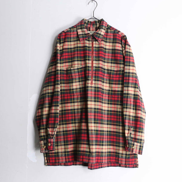 "Eddie Bauer" check pattern half zip L/S shirt