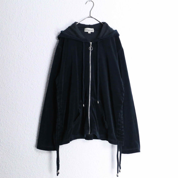 black velour short hoodie