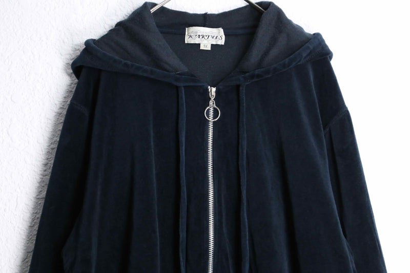 black velour short hoodie