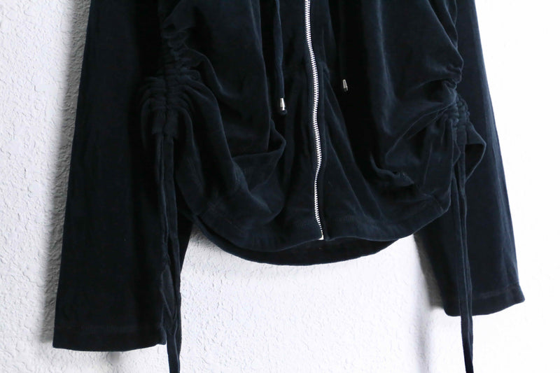 black velour short hoodie