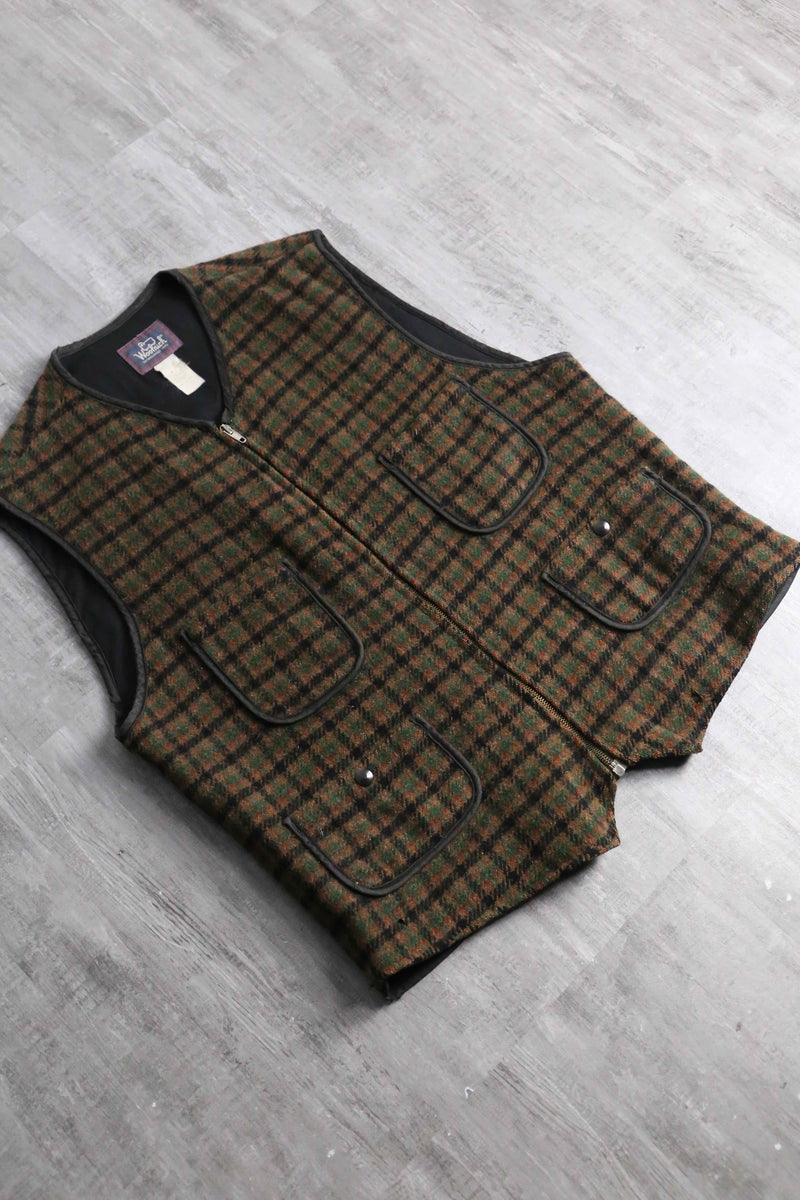 “Woolrich” wool × mohair checked work vest