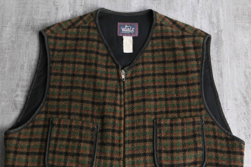 “Woolrich” wool × mohair checked work vest