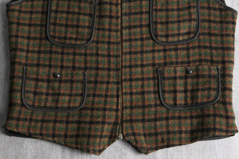 “Woolrich” wool × mohair checked work vest