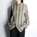 jacquard stripe L/S band collar shirt