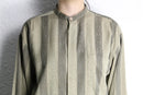 jacquard stripe L/S band collar shirt