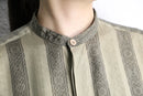 jacquard stripe L/S band collar shirt