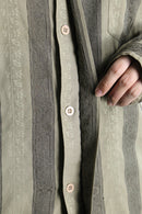 jacquard stripe L/S band collar shirt