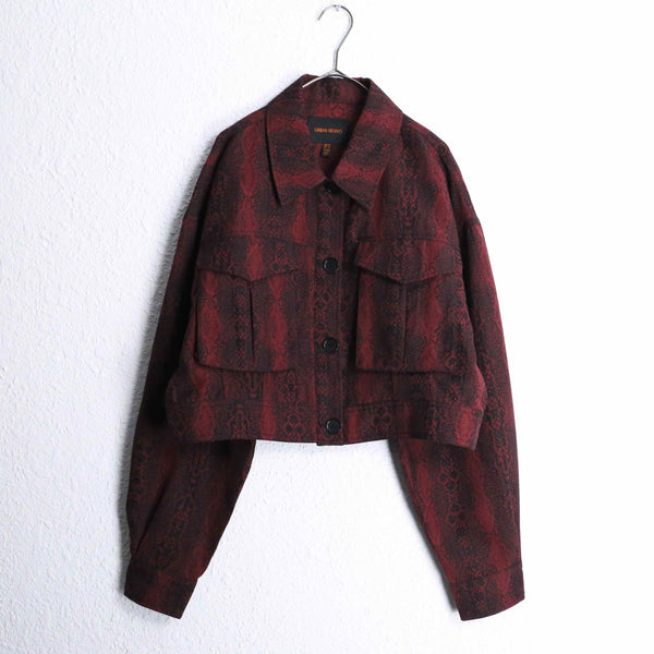 dark red python pattern short jacket
