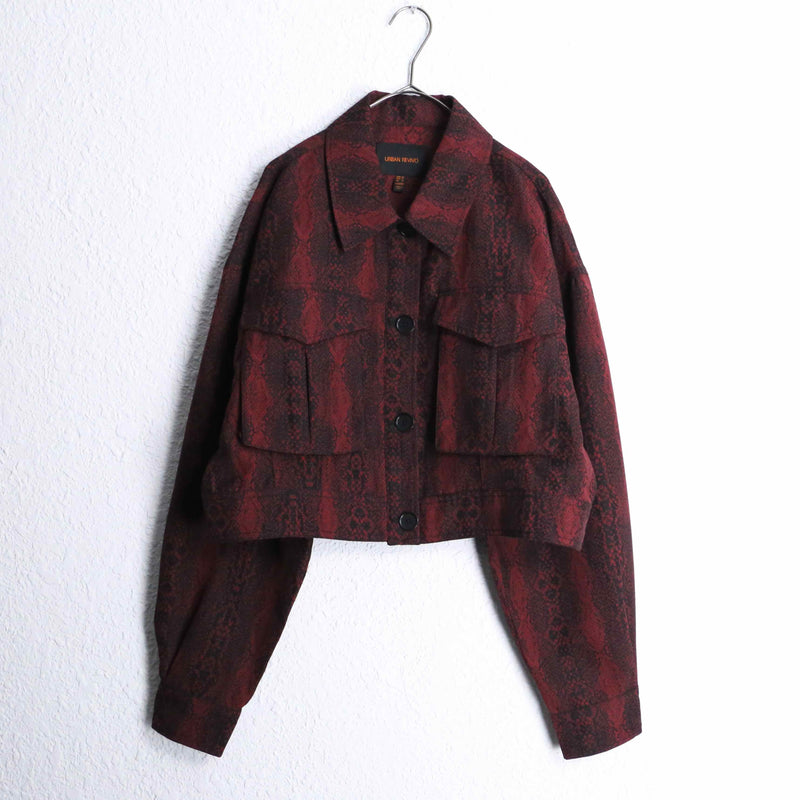 dark red python pattern short jacket