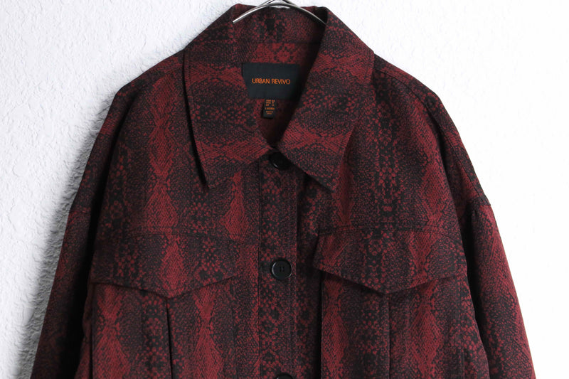 dark red python pattern short jacket