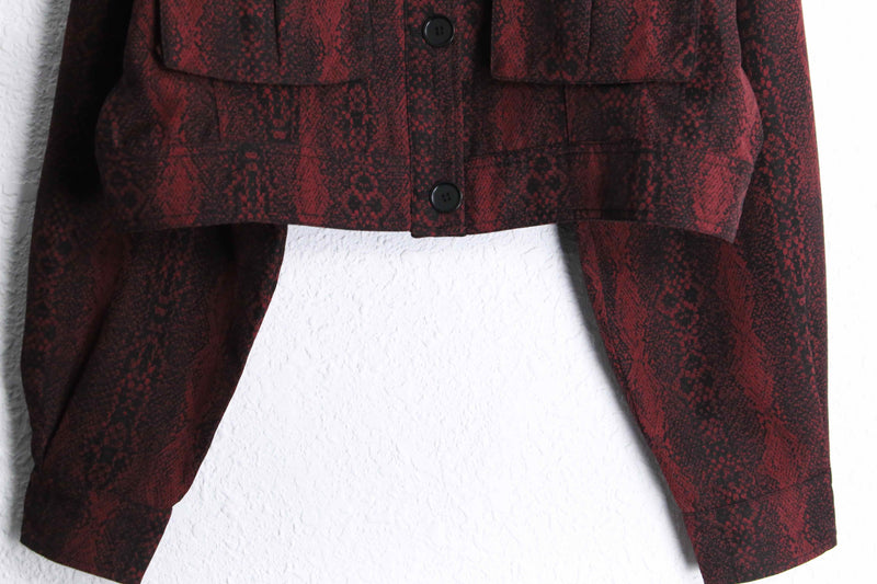 dark red python pattern short jacket