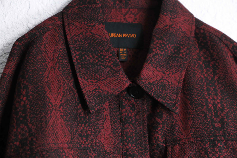 dark red python pattern short jacket