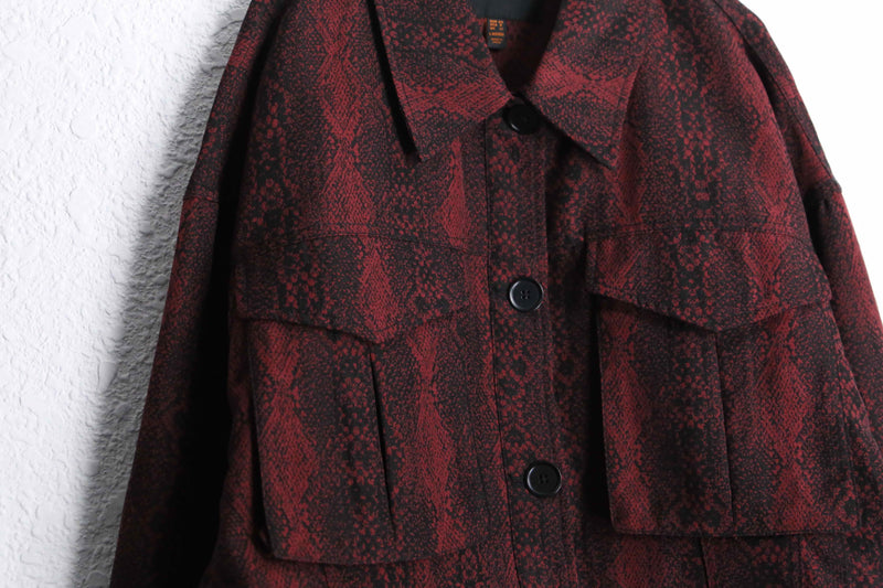 dark red python pattern short jacket