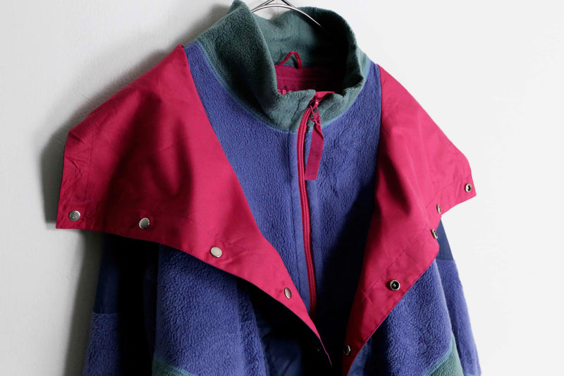 multicolor double hi neck zip up jacket