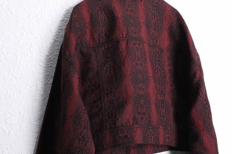 dark red python pattern short jacket