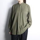 olive color L/S band collar shirt