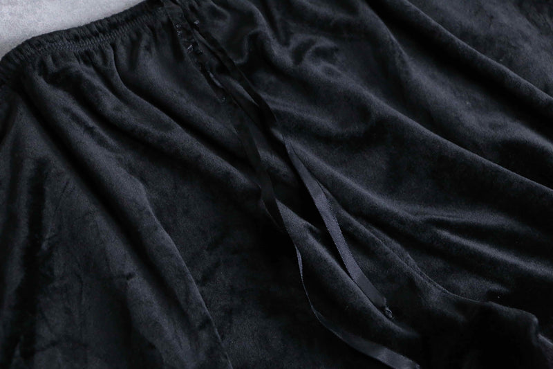 black velours straight easy pants