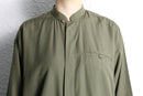 olive color L/S band collar shirt