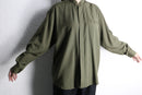 olive color L/S band collar shirt