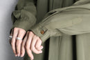 olive color L/S band collar shirt