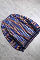 blue × orange geometry pattern 3D knit