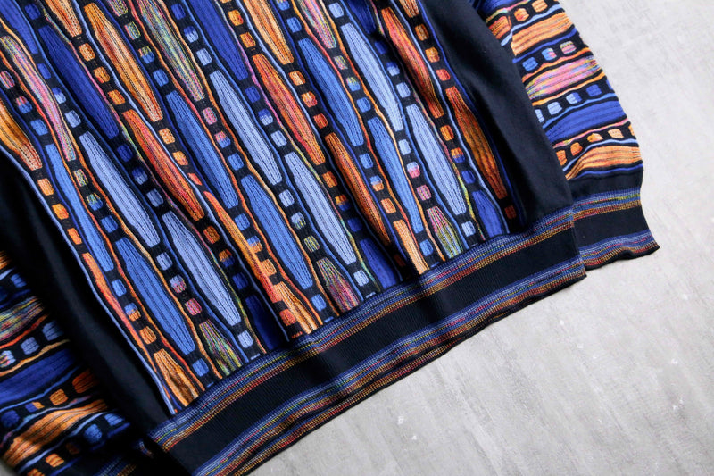 blue × orange geometry pattern 3D knit