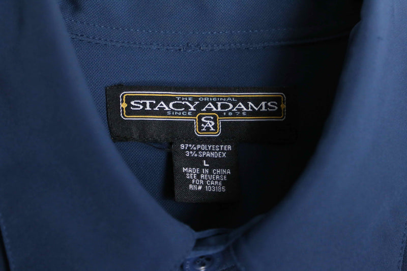 "STACY ADAMS" blue embroidery pattern shirt