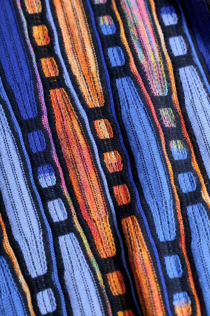 blue × orange geometry pattern 3D knit