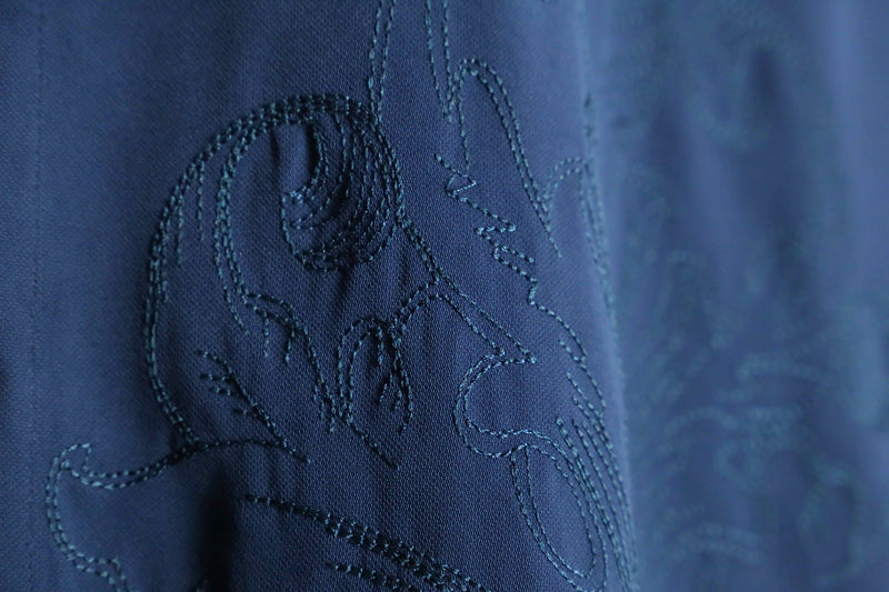 "STACY ADAMS" blue embroidery pattern shirt