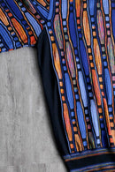 blue × orange geometry pattern 3D knit