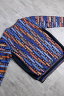 blue × orange geometry pattern 3D knit