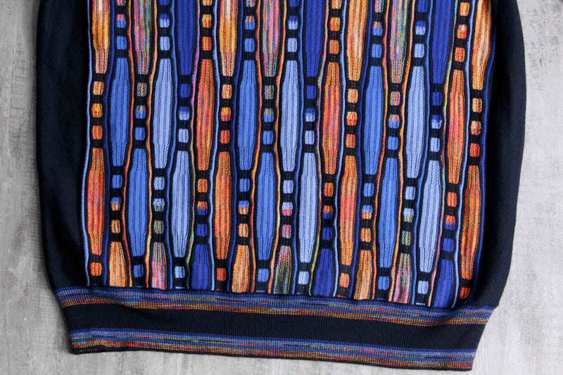 blue × orange geometry pattern 3D knit