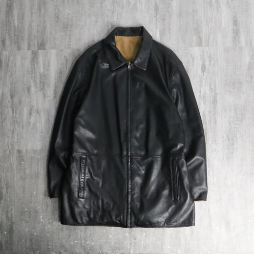 reversible leather middle jacket