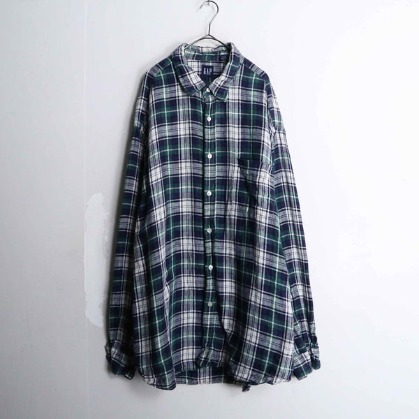 “GAP” linen check shirt l/s