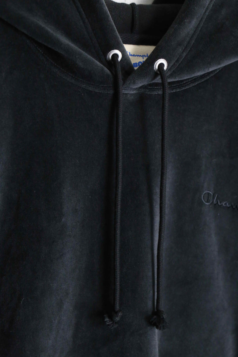 "Champion" black color loose velours hoodie