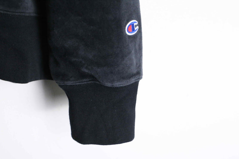 "Champion" black color loose velours hoodie