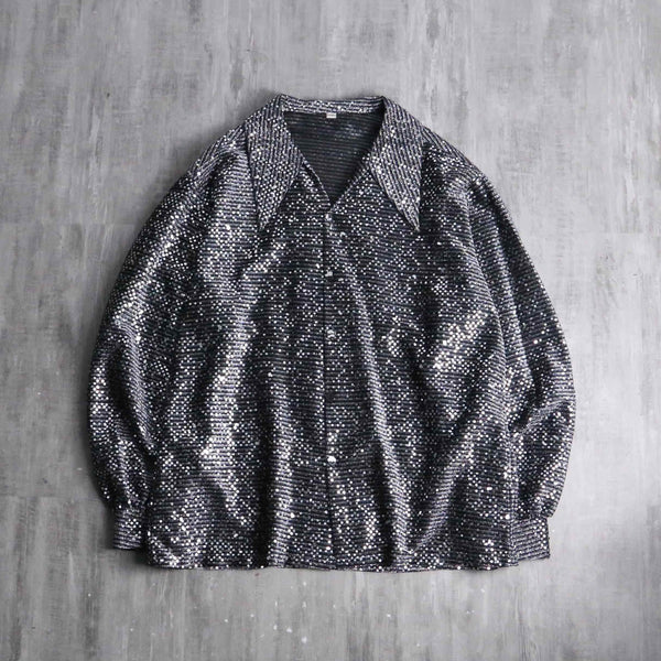 metallic spangle design shirt