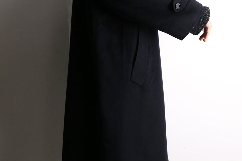 cashmere 100% black soutien collar coat