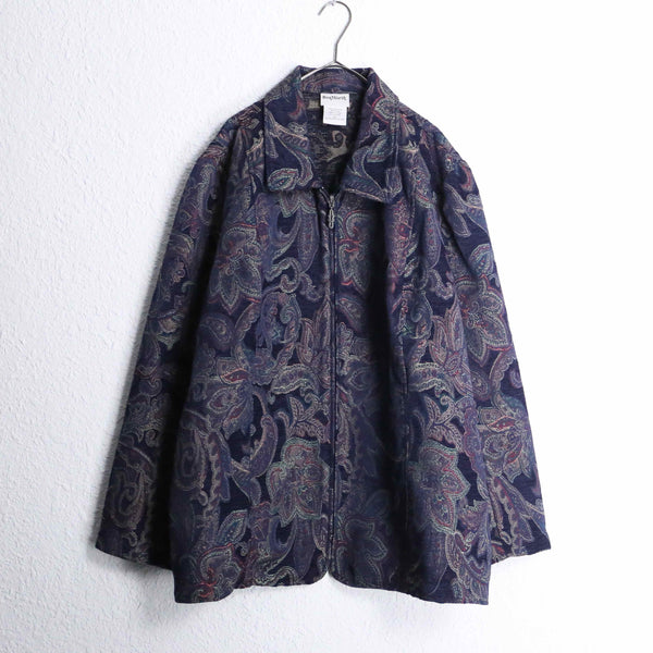 blue purple big paisley gobelin zip jacket