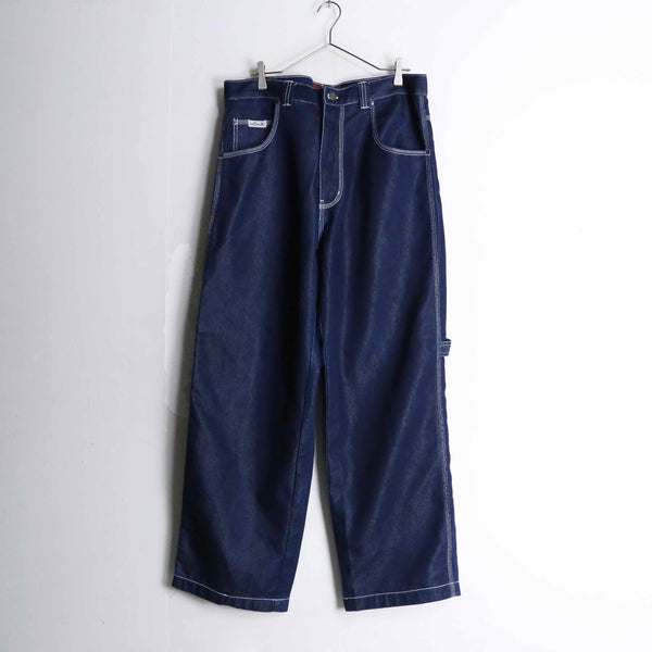 white stitch design indigo loose painter denim