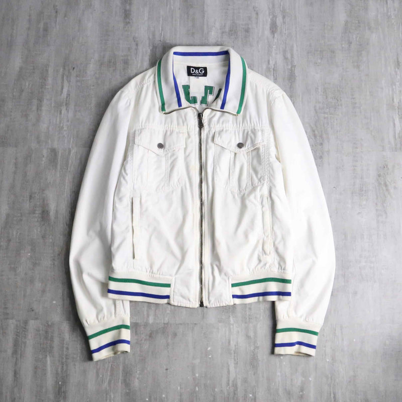 "Dolce & Gabbana" white design trucker jacket