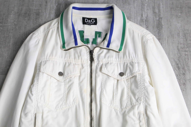 "Dolce & Gabbana" white design trucker jacket