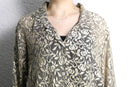 botanical design open collar lace shirt