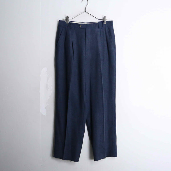 dark navy three tuck stretch slacks