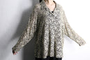 botanical design open collar lace shirt