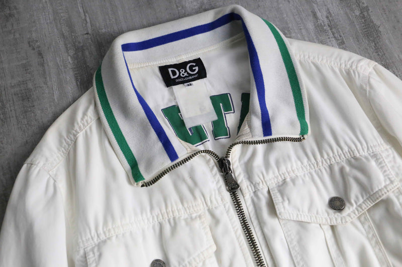 "Dolce & Gabbana" white design trucker jacket