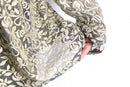 botanical design open collar lace shirt