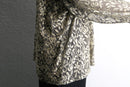 botanical design open collar lace shirt