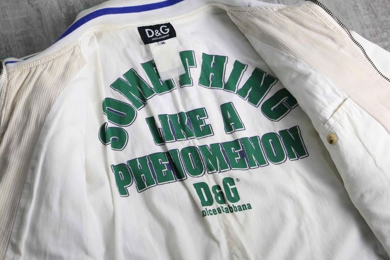 "Dolce & Gabbana" white design trucker jacket