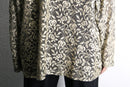 botanical design open collar lace shirt